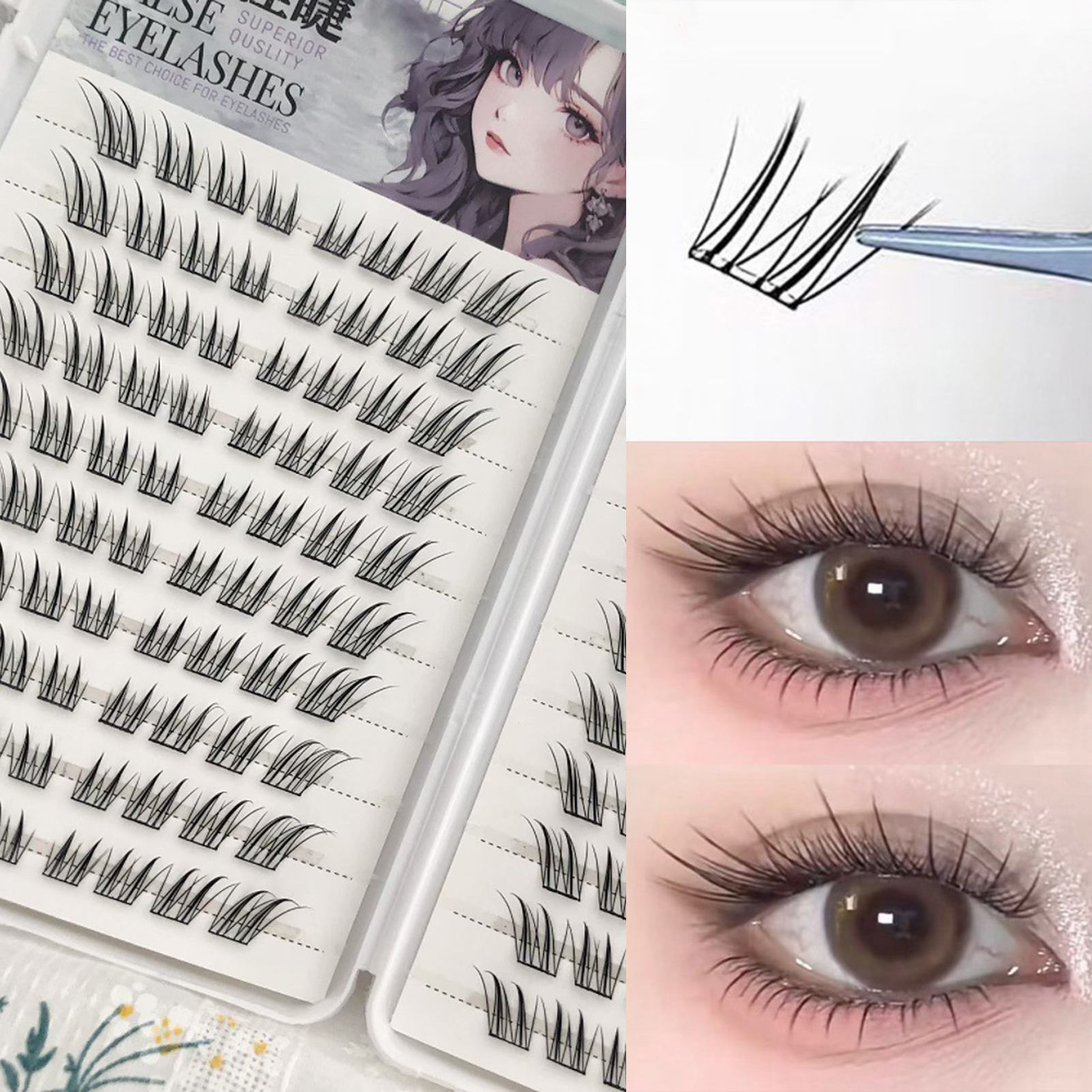 Eyelash Extension Uv Glue - 6/10/20 Rows Foxes False Eyelashes Glue-free