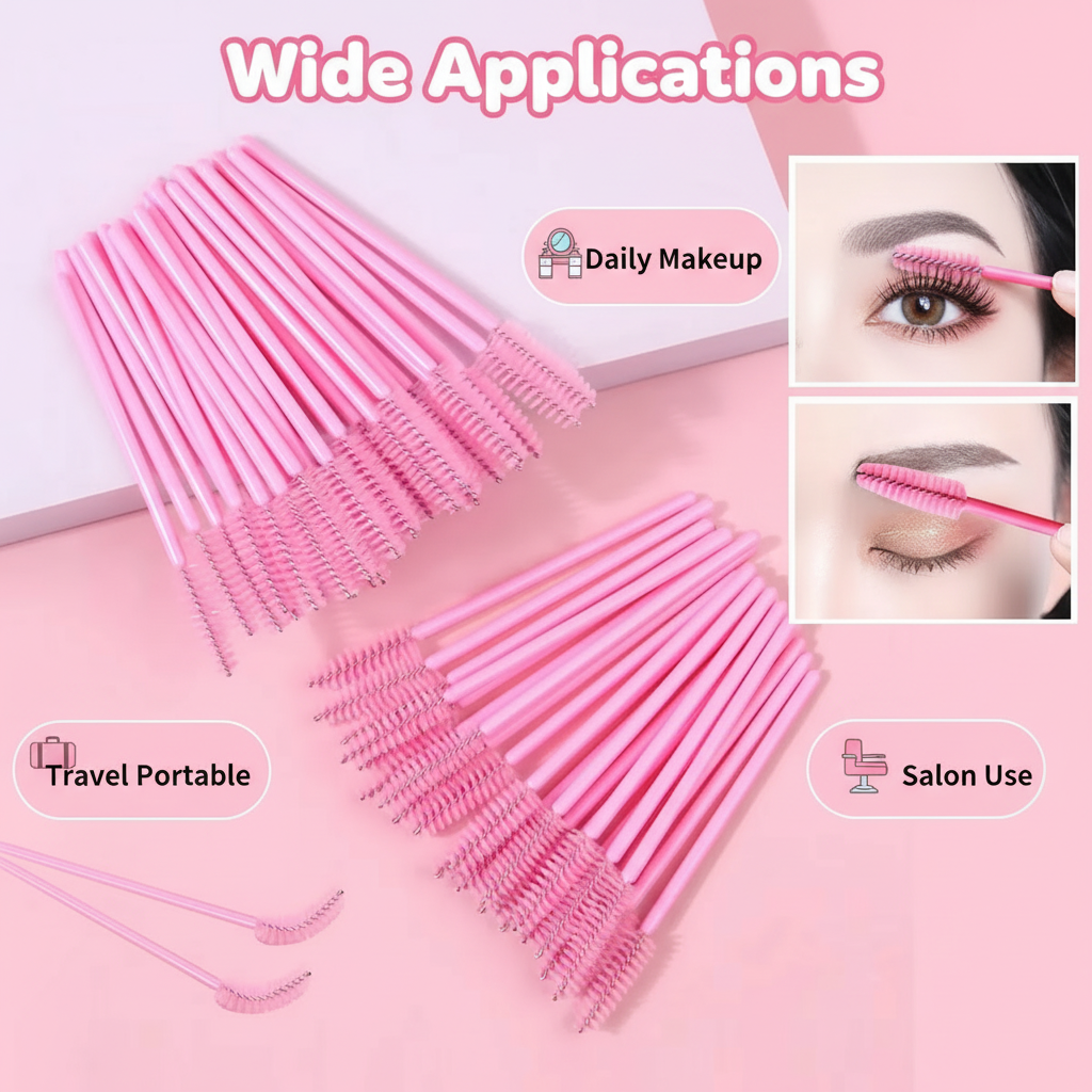 Eyelash Extensions - 50pcs Disposable Eyelash Brushes, Mascara Wands,
