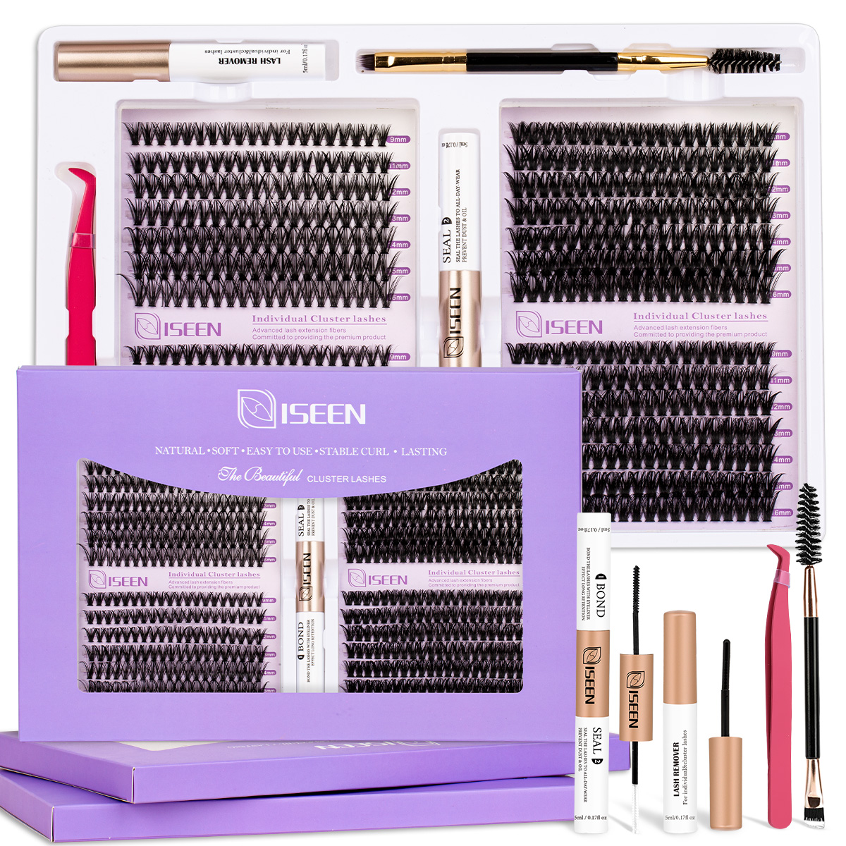 Eyelash Extension Glue Remover - Eyelash Clusters Kit Soft Volume D