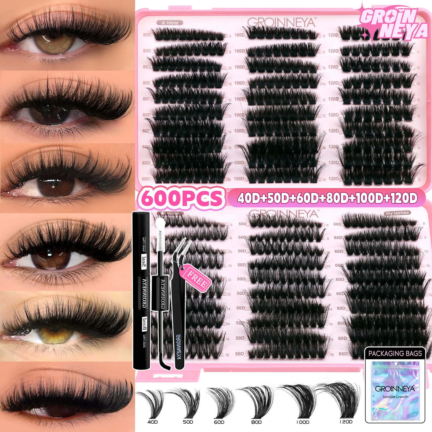 GROINNEYA Lash Clusters Kit Ca - Eyelash Extension Home Service recension och pris