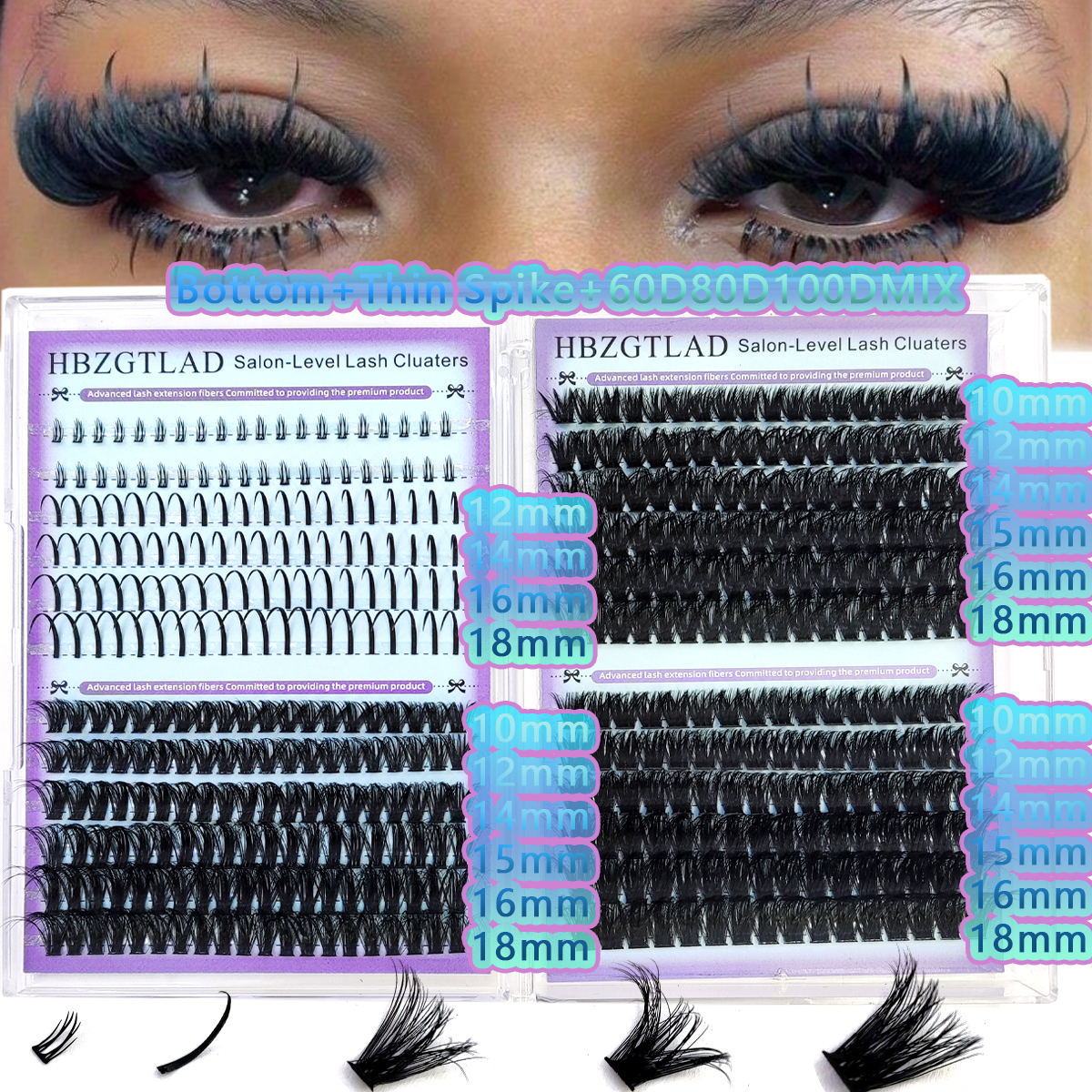 New 24Rows 60D-180D Lash Spike - Eyelash Extension Wet Look recension och pris