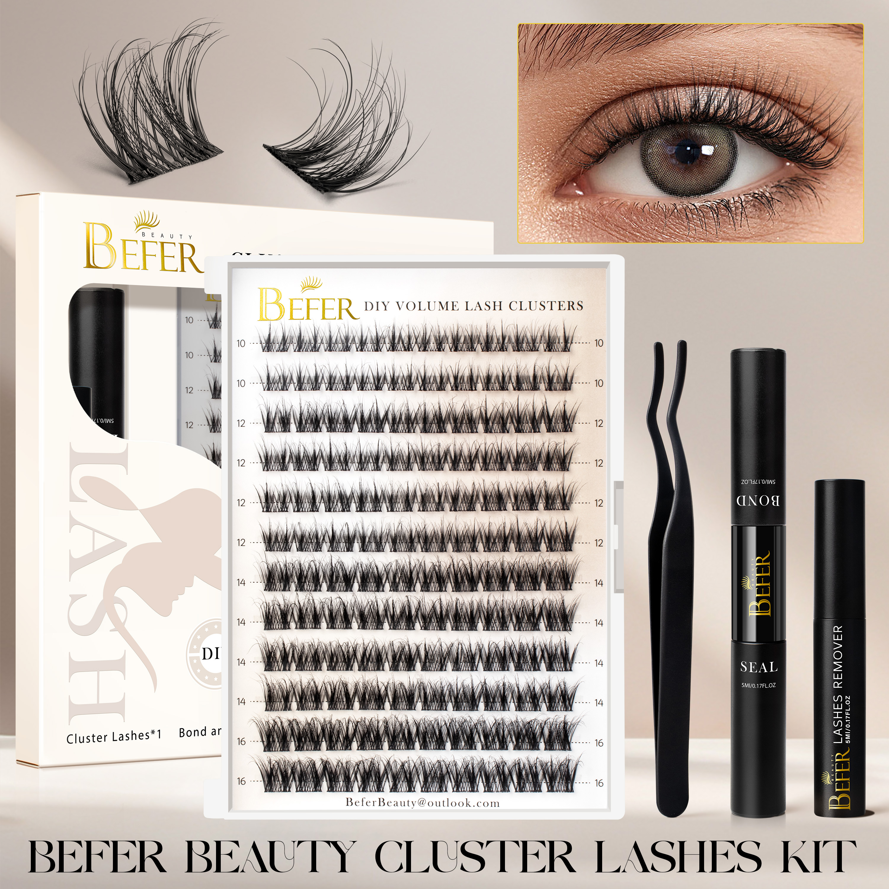 Befer Lash Clusters Kit False  - Eyelash Extension For Asian Eyes recension och pris
