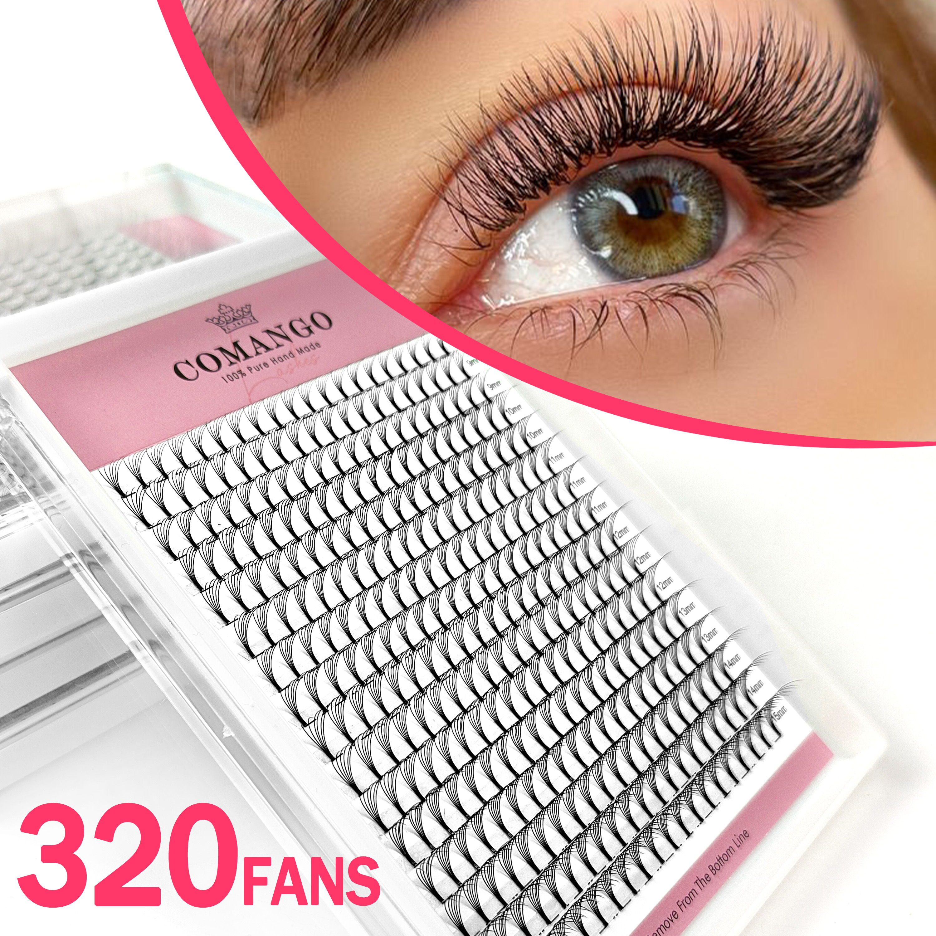 CoMango 320pcs Short Stem Prem - Eyelash Extension Wet Look recension och pris