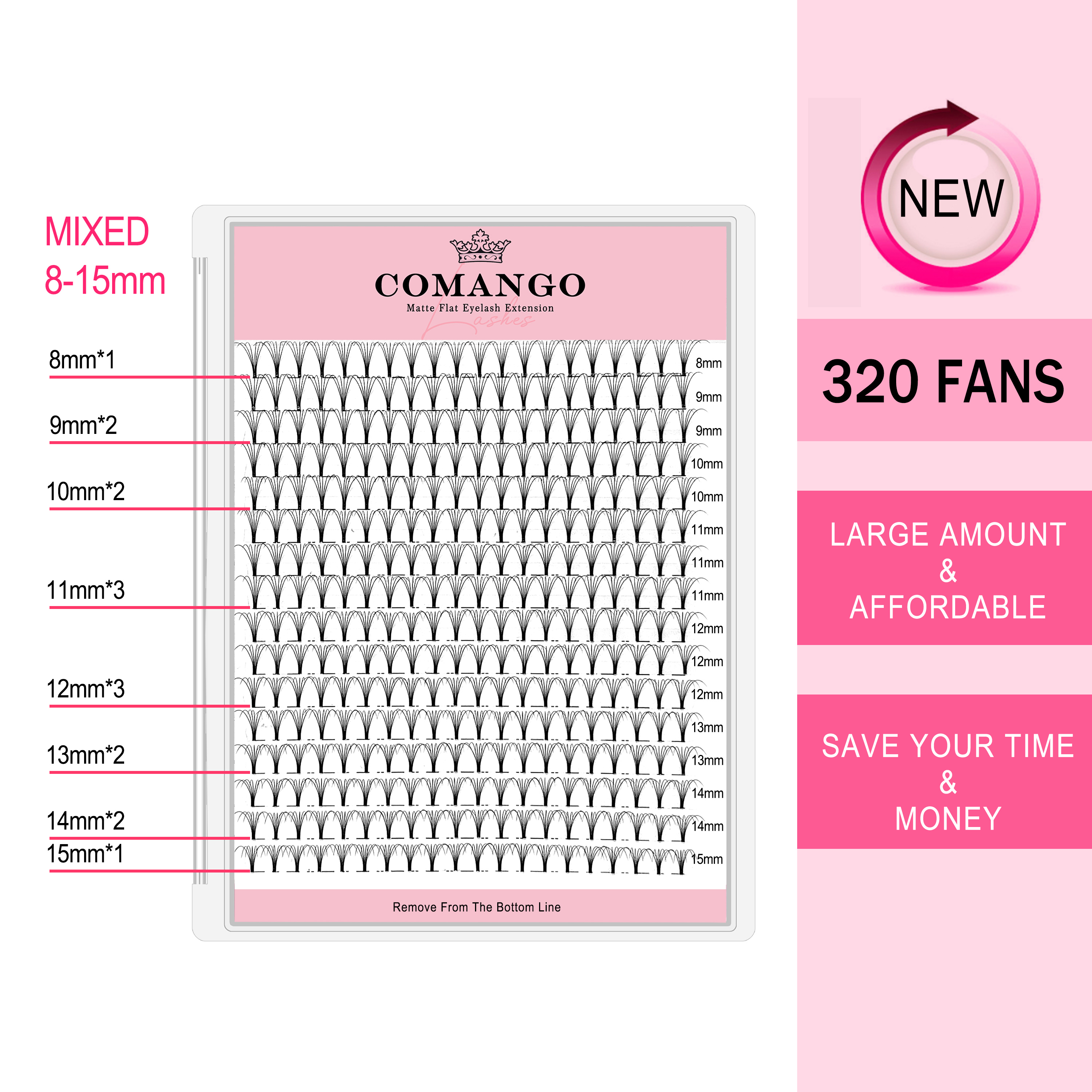 CoMango 320pcs Short Stem Prem - Eyelash Extension Wet Look recension och pris