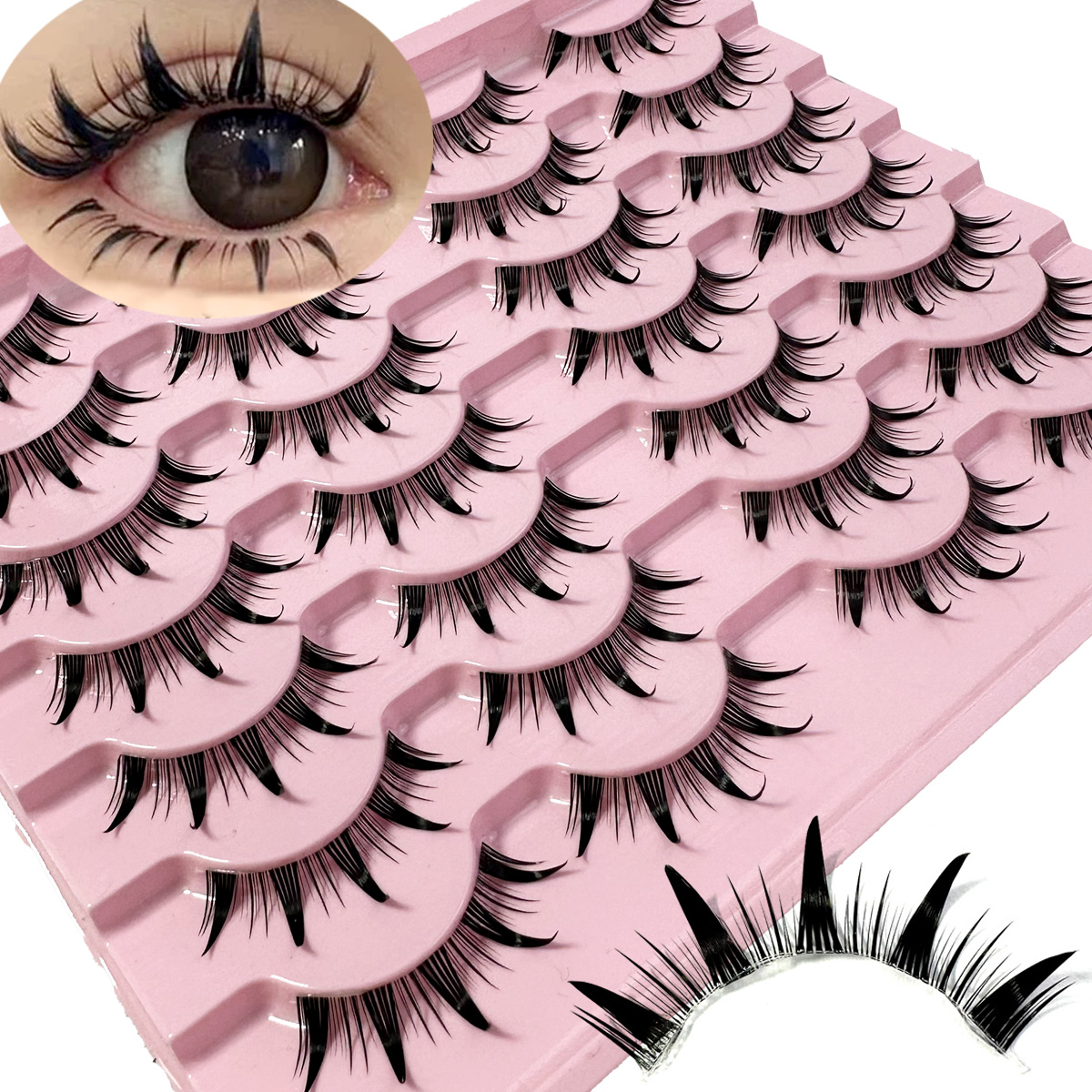 5/7/14Pairs Manga Lashes with  - Eyelash Extension Wet Look recension och pris