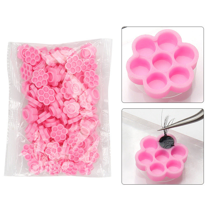 100 Pcs Pink Flower Glue Delay - Eyelash Extension Maps recension och pris