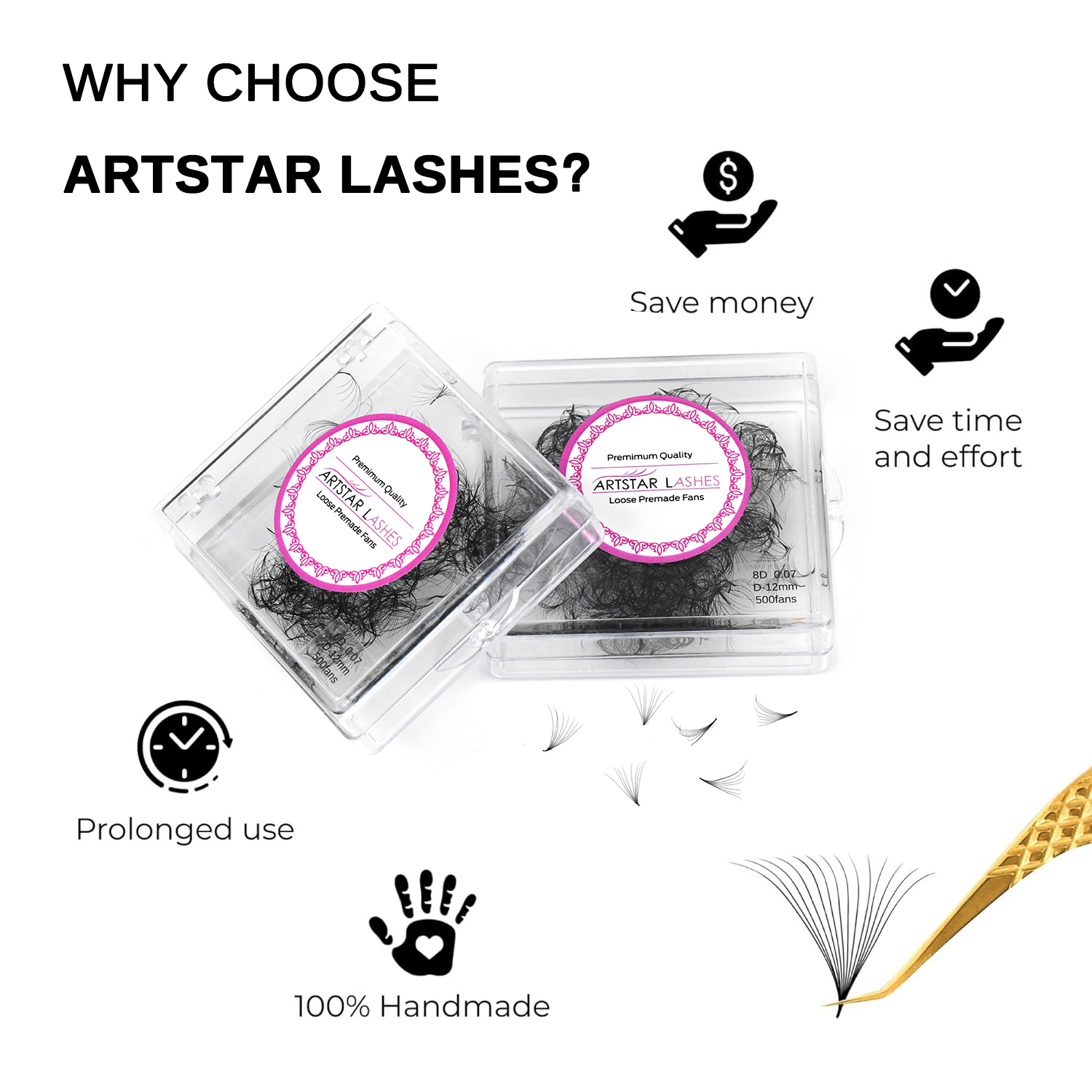 ARTSTAR 500 Fans Loose Fan Eye - Eyelash Extension For Asian Eyes recension och pris