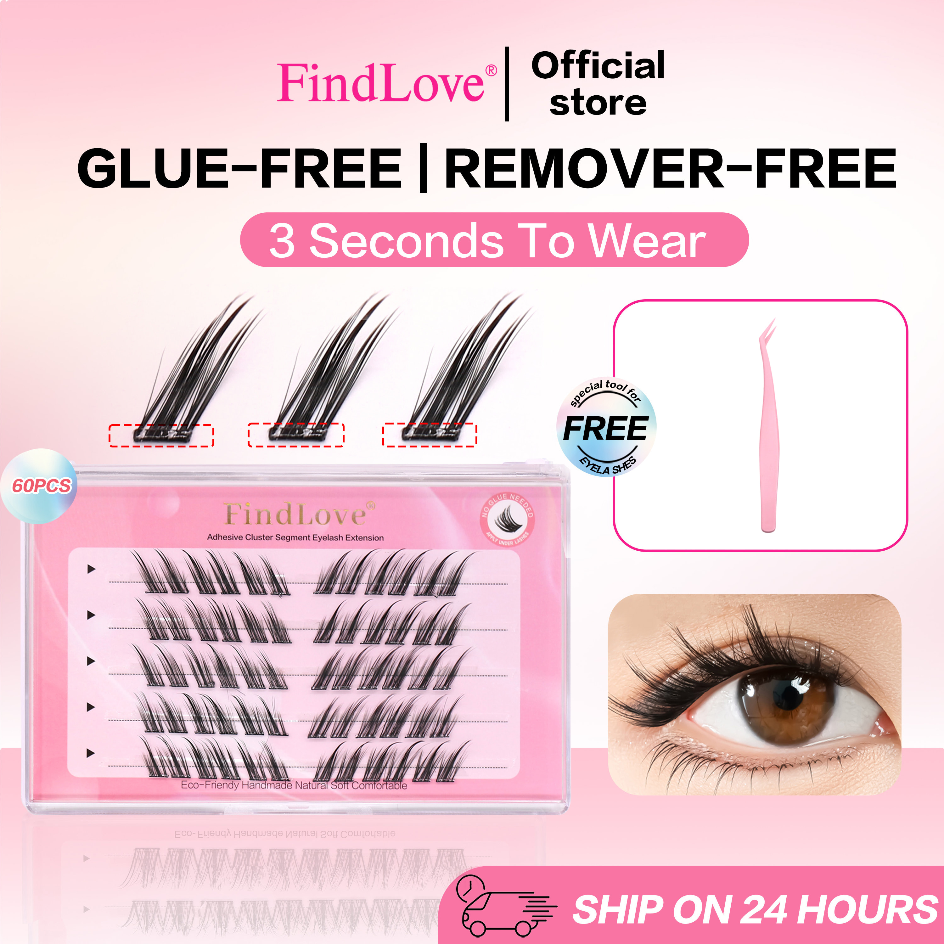 FindLove Fox Eye Lashes Pre Gl - Eyelash Extension Uv Glue recension och pris
