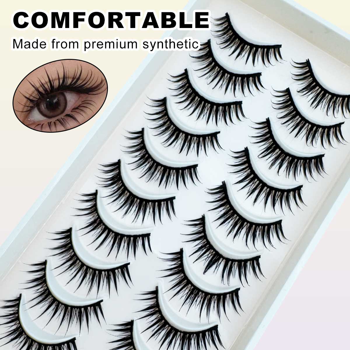 10 Pairs Thai Style Cat Eye La - Eyelash Extension Wet Look recension och pris