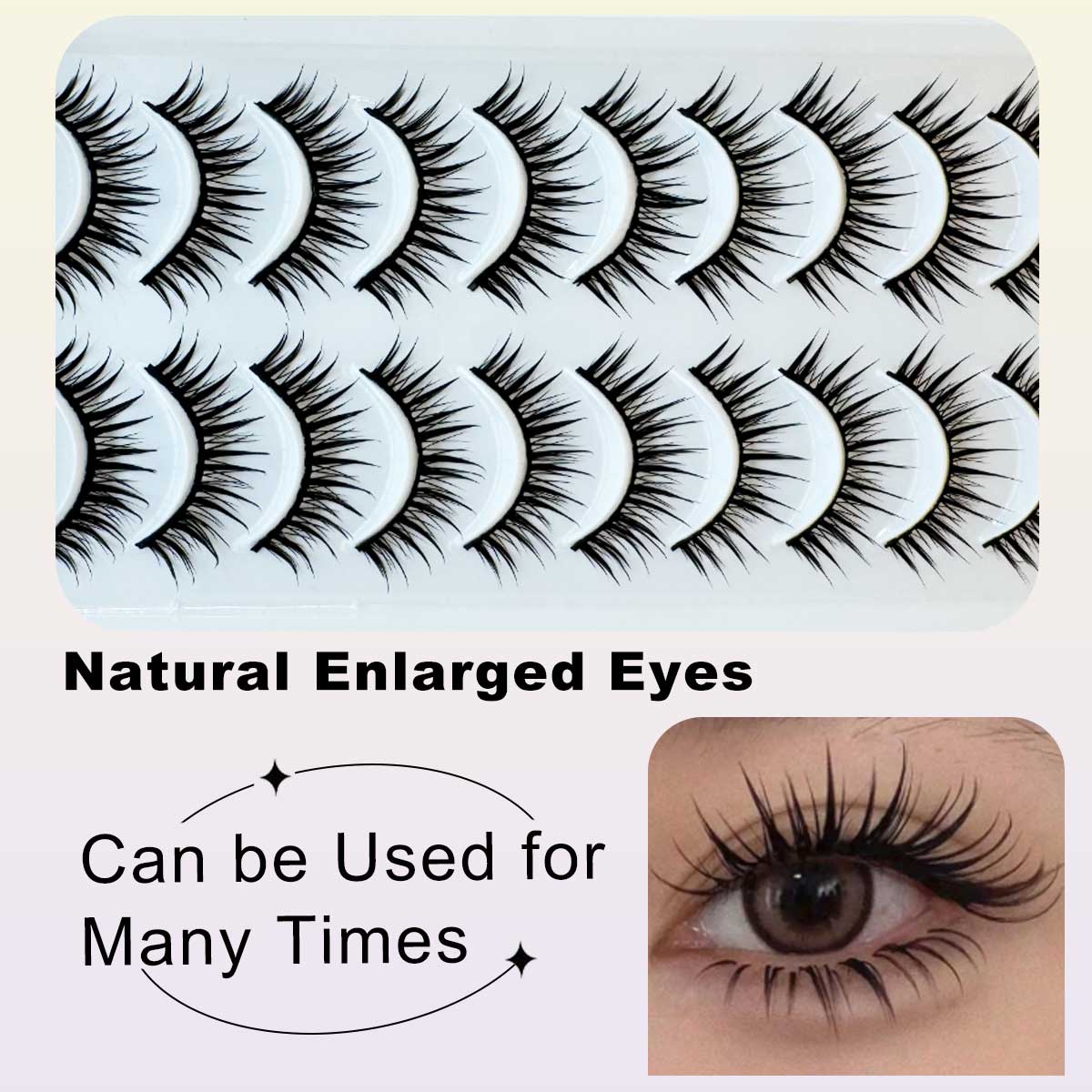10 Pairs Thai Style Cat Eye La - Eyelash Extension Wet Look recension och pris