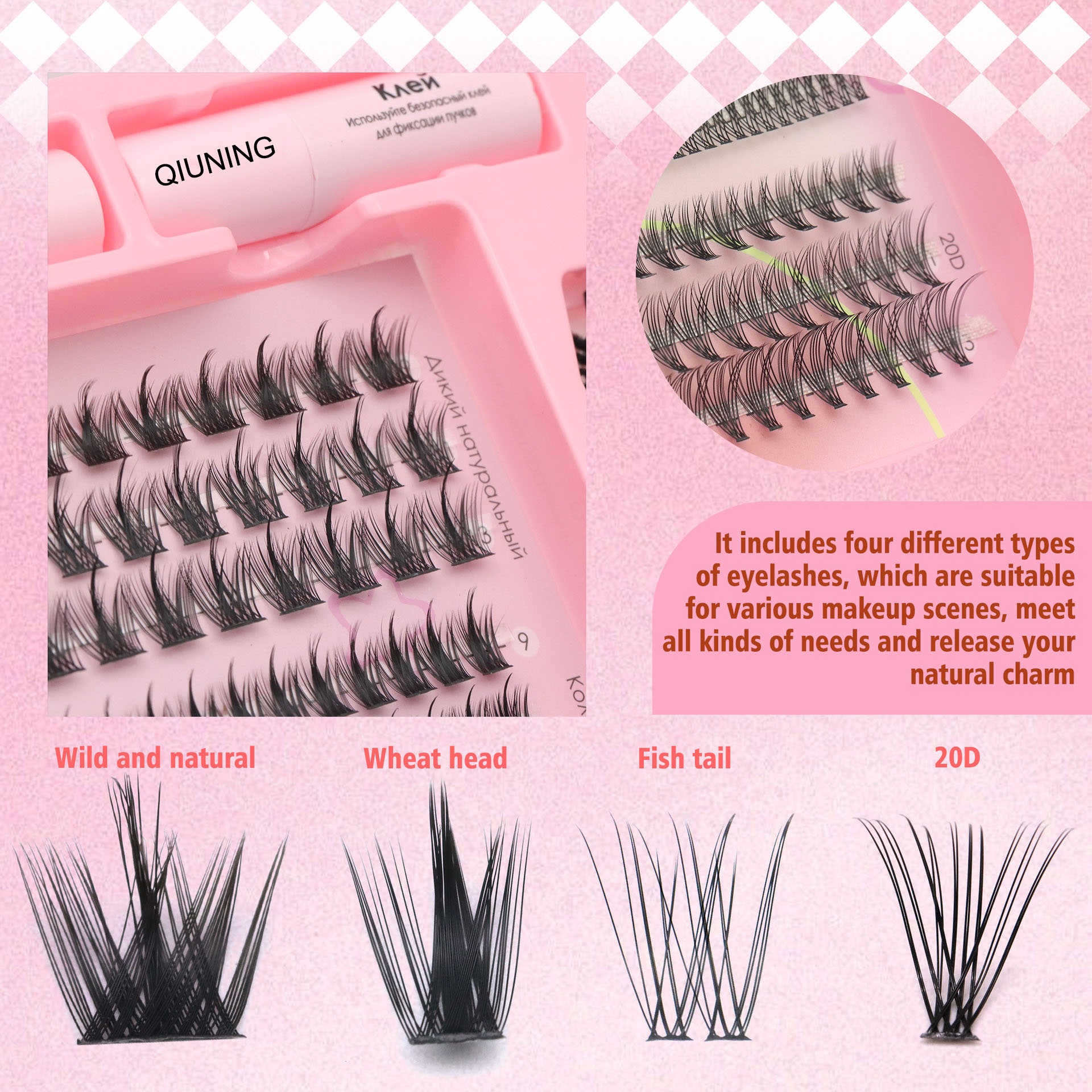 QIUNING Manga Lash Clusters Ki - Eyelash Extension Wet Look recension och pris